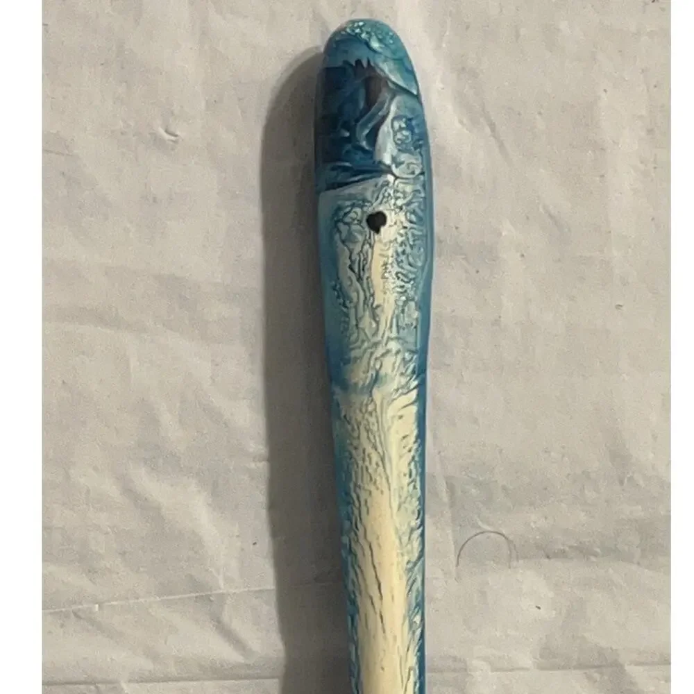 Resin Swirl Salad Set Utensil 2 Pc Blue - Excellent